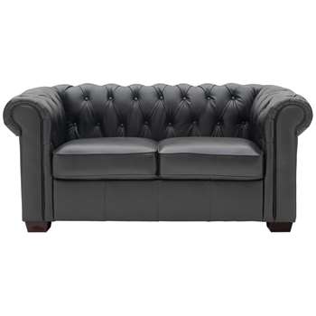 Heart of House Chesterfield 2 Seater Leather Sofa - Black 70 x 164cm