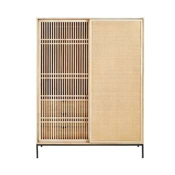 HELIOS Solid Mango Wood and Rattan 2-Door Wardrobe (180 x 130cm)