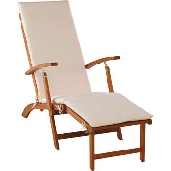Argos Home Wooden Sun Lounger with Cushion - Cream (H94 x W56 x D139cm)