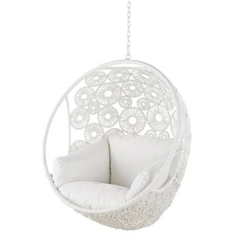 IBIS - White Resin Wicker Hanging Garden Armchair (H112 x W104 x D66cm)