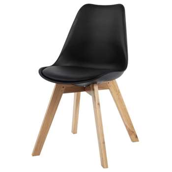 ICE Black Scandinavian Chair with Oak (H84 x W48 x D54cm)