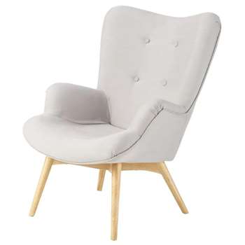 ICEBERG - Scandinavian Light Grey Fabric Armchair (H91 x W69 x D80cm)