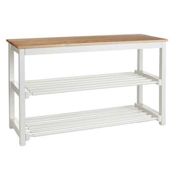 Croft Collection Wooden Shoe Rack, Lily White (H48.5 x W82 x D30cm)