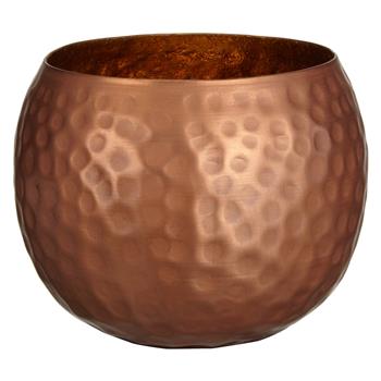 John Lewis & Partners Hammered Tealight Holder, Copper (H7.7 x W10 x D10cm)