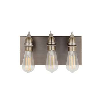 John Lewis & Partners Bistro 3 Arm Wall Light, Antique Brass (H18 x W32 x D12.5cm)