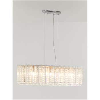John Lewis & Partners Dazzle Crystal Bar Ceiling Light, Clear (H22 x W86 x D22cm)