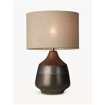 John Lewis & Partners Delaney Metallic Glaze Ceramic Table Lamp, Bronze (H45 x W30 x D30cm)