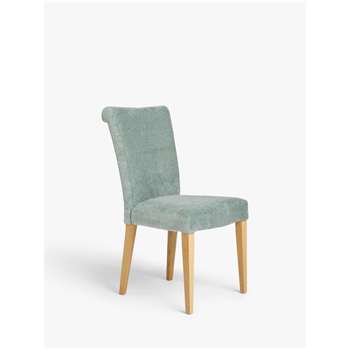 John Lewis & Partners Evelyn Aquaclean Velvet Dining Chair, Duck Egg (H96 x W48 x D64cm)
