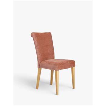 John Lewis & Partners Evelyn Aquaclean Velvet Dining Chair, Dusty Rose (H96 x W48 x D64cm)