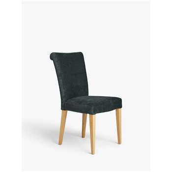 John Lewis & Partners Evelyn Aquaclean Velvet Dining Chair, Graphite (H96 x W48 x D64cm)