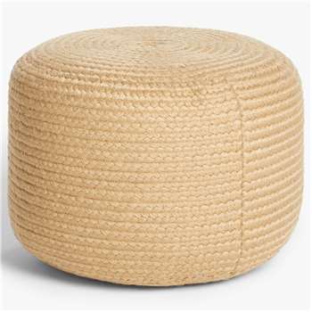 John Lewis & Partners Jute Look Outdoor Pouffe, Natural (H38 x W52 x D52cm)