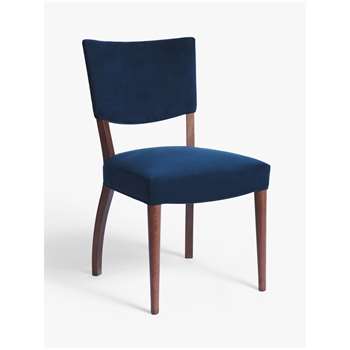 John Lewis & Partners Parisian Velvet Dining Chair, FSC Certified (Beech), Dark Blue (H85.5 x W48.5 x D59cm)