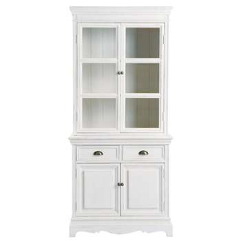 JOSÉPHINE Paulownia wood china cabinet in white W 86cm (H190 x W86 x D40cm)