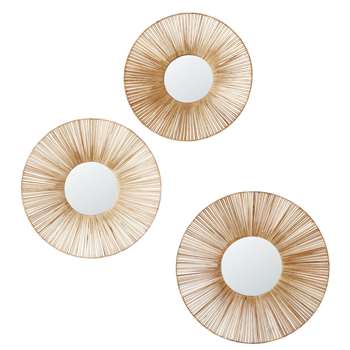 KAPMALA - 3 Rattan Mirrors (H60 x W60 x D6.5cm)
