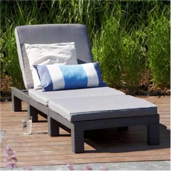 Keter Daytona Rattan Effect Sun Lounger - Graphite (H22 x W65 x D195cm)