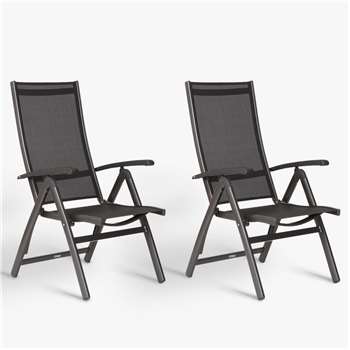KETTLER Surf Multi Position Reclining Sun Loungers, Grey, Set of 2 (H112 x W60 x D110cm)