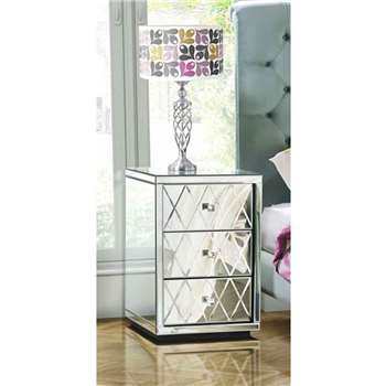 KNIGHTSBRIDGE Mirrored Bedside Table with 3 Drawers (66 x 45cm)