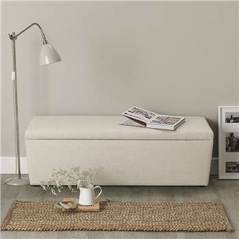 Langley Linen Union Ottoman, Natural Linen Union (H50 x W140 x D50cm)