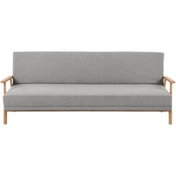 Lars Click Clack Sofa Bed, Mountain Grey & Oak Frame Fabric (H82 x W211 x D85cm)