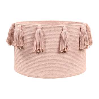 Lorena Canals - Tassels Cotton Basket - Vintage Nude (H30.5 x W35.5 x D35.5cm)