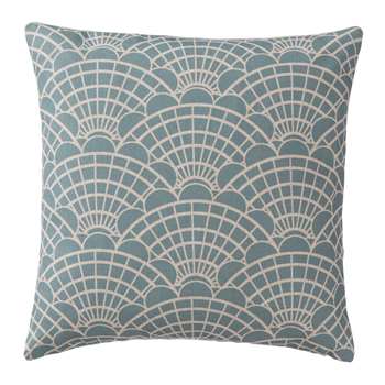 Lune Cushion Cover, Green Grey & Natural Graphic Scallop Design (45 x 45cm)