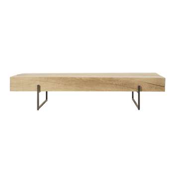 MAGNUS - Black Metal and Solid Oak Coffee Table (H30 x W148 x D52.2cm)