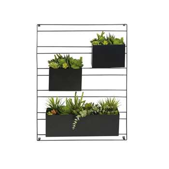 MALAGA Wall Art with 3 Artificial Potted Plants (H90 x W65 x D25cm)