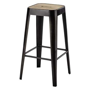 MANUFACTURE - Mango Wood and Metal Industrial Bar Stool (H68 x W34 x D34cm)