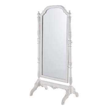 MARGAUX Cheval Mirror in White Mango Wood with Mouldings (H169 x W83 x D52cm)