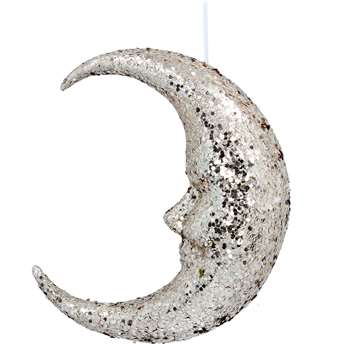 Medium Gold Glitter Moon Decoration (H24 x W20 x D8cm)