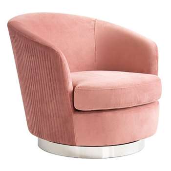 Melville Swivel Chair Blush Pink- Silver Base (H73 x W75 x D85cm)
