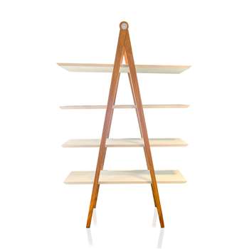 MILENA - White Faux Walnut Shelving Unit (H190 x W120 x D34cm)
