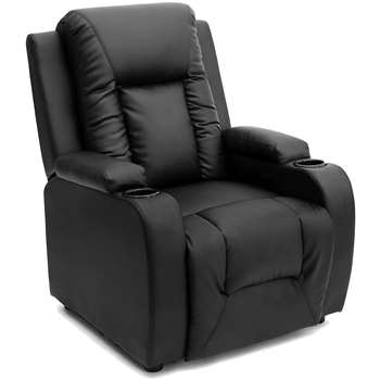 More4Homes Oscar Bonded Leather Recliner with Drink Holders, Cinema Style, Black (H104 x W82 x D88cm)