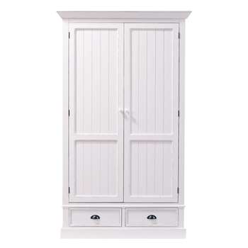 NEWPORT White 2-Drawer Wardrobe (H195 x W114 x D61cm)