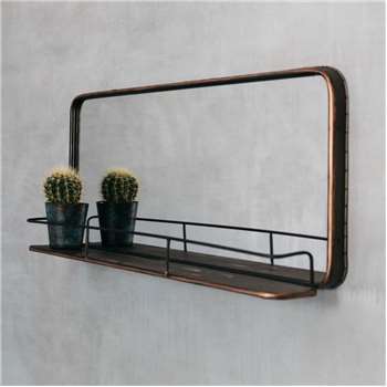Ola Copper Mirror With Shelf (H40.5 x W90 x D12cm)