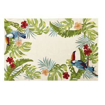 OMAGUA Ecru Outdoor Rug with Tropical Print (H160 x W230cm)