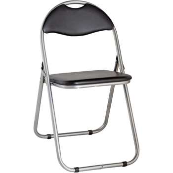 Argos Home Padded Faux Leather Folding Office Chair - Black (H80 x W45 x D48cm)