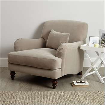 Petersham Velvet Armchair, Stone Velvet (H88 x W95 x D109cm)