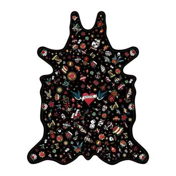 PODEVACHE - Tattoo Amore Vinyl Floor Mat - Black - Medium (H113 x W90cm)