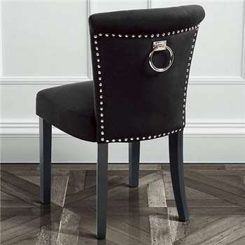 Positano Dining Chair with Back Ring - Black Velvet (H86 x W50 x D48cm)