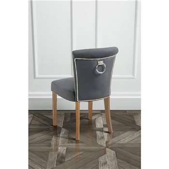 Positano Dining Chair with Back Ring - Smoke - Natural legs (H86 x W50 x D48cm)