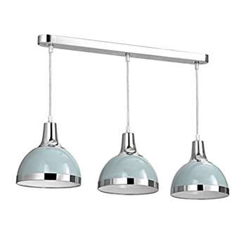 Premier Housewares E27 Edison Screw 40 W Vermont 3-Light Ceiling Pendant - Shutter Blue (Width 68cm)