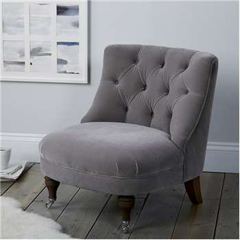 Richmond Velvet Tub Chair, Silver Grey Velvet (H74 x W64 x D72cm)