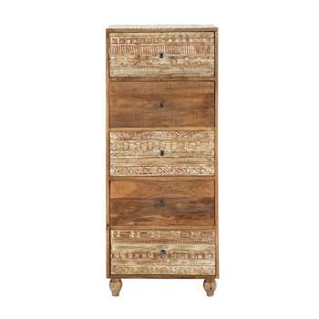 SAMOA Carved Solid Mango Wood Semainier Chest (120 x 50cm)