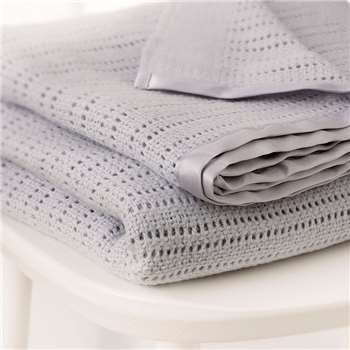 Satin Edged Cellular Baby Blanket - Cot, Grey (150 x 100cm)