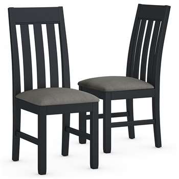 Set of 2 Padstow Fabric Dining Chairs, Blue Black (H100 x W48 x D54cm)