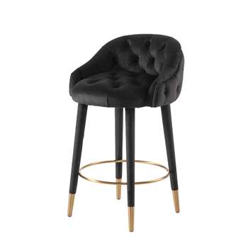 Sophia Counter Stool – Black - Brass Caps (H92 x W55 x D55cm)