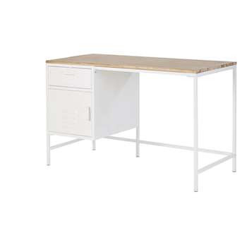 SUNSET UNIVERSE - White Metal and Pine 1-Drawer 1-Door Desk (H76 x W120 x D60cm)