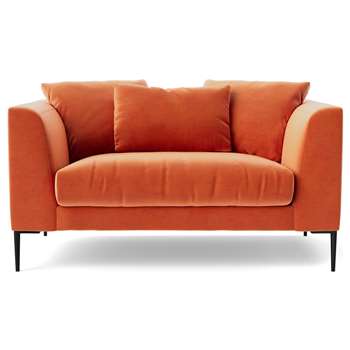 Swoon Alena Velvet Cuddle Chair - Burnt Orange (H80 x W130 x D96cm)