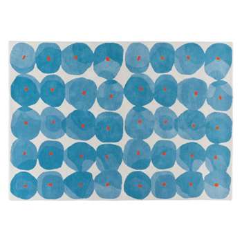 Habitat Tash Patterned Wool Rug - Blue (H170 x W240cm)